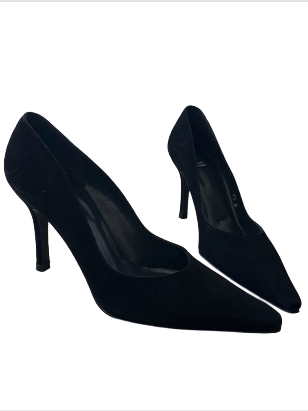 Stuart Weitzman Black Pointed Toe Suede Heels